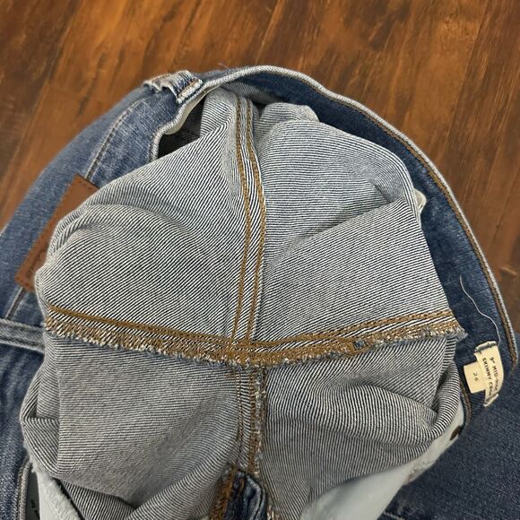 MADEWELL 9” Mid Rise Skinny Crop Jeans Button Front Tencel Stretch in Blue - Picture 7 of 14